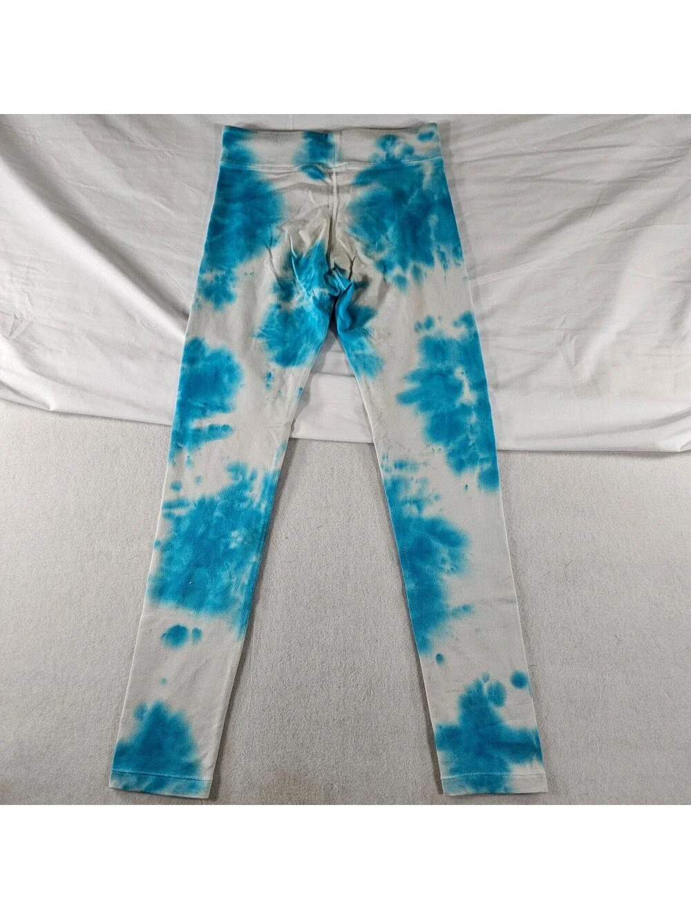 Nike Girls Leggings Size Large L Blue White Tie Dye Cloud DX5045-468 Sportswear